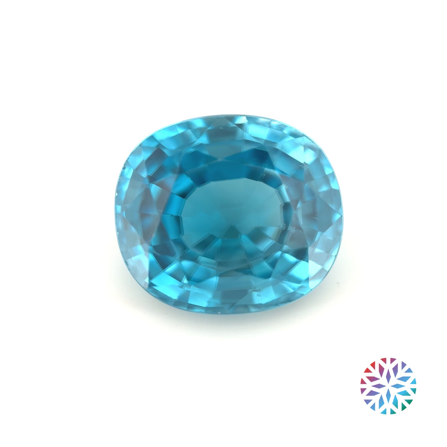Blue Zircon- Oval, 7.41ct, 11.11 x 9.74 x 6.1mm