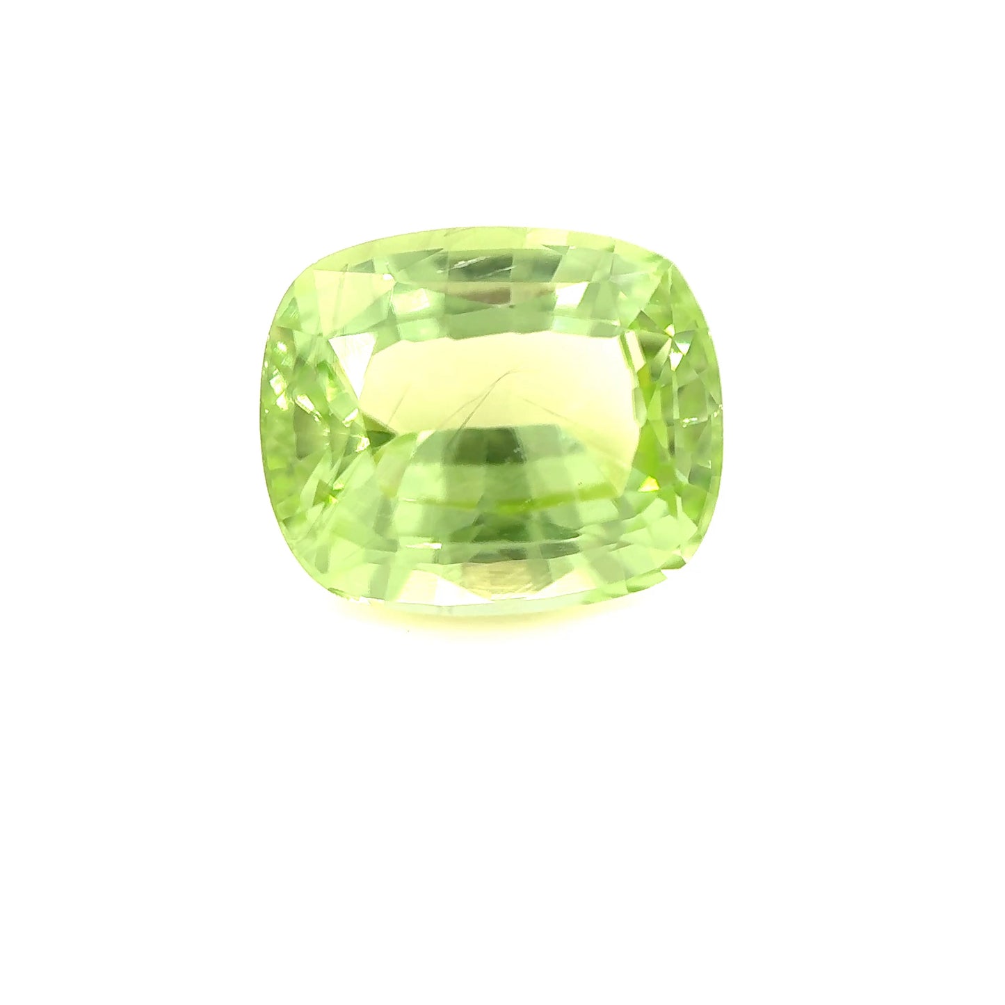Mint Peridot- Cushion, 5.51ct, 11.5 x 9.7 x 6.4mm