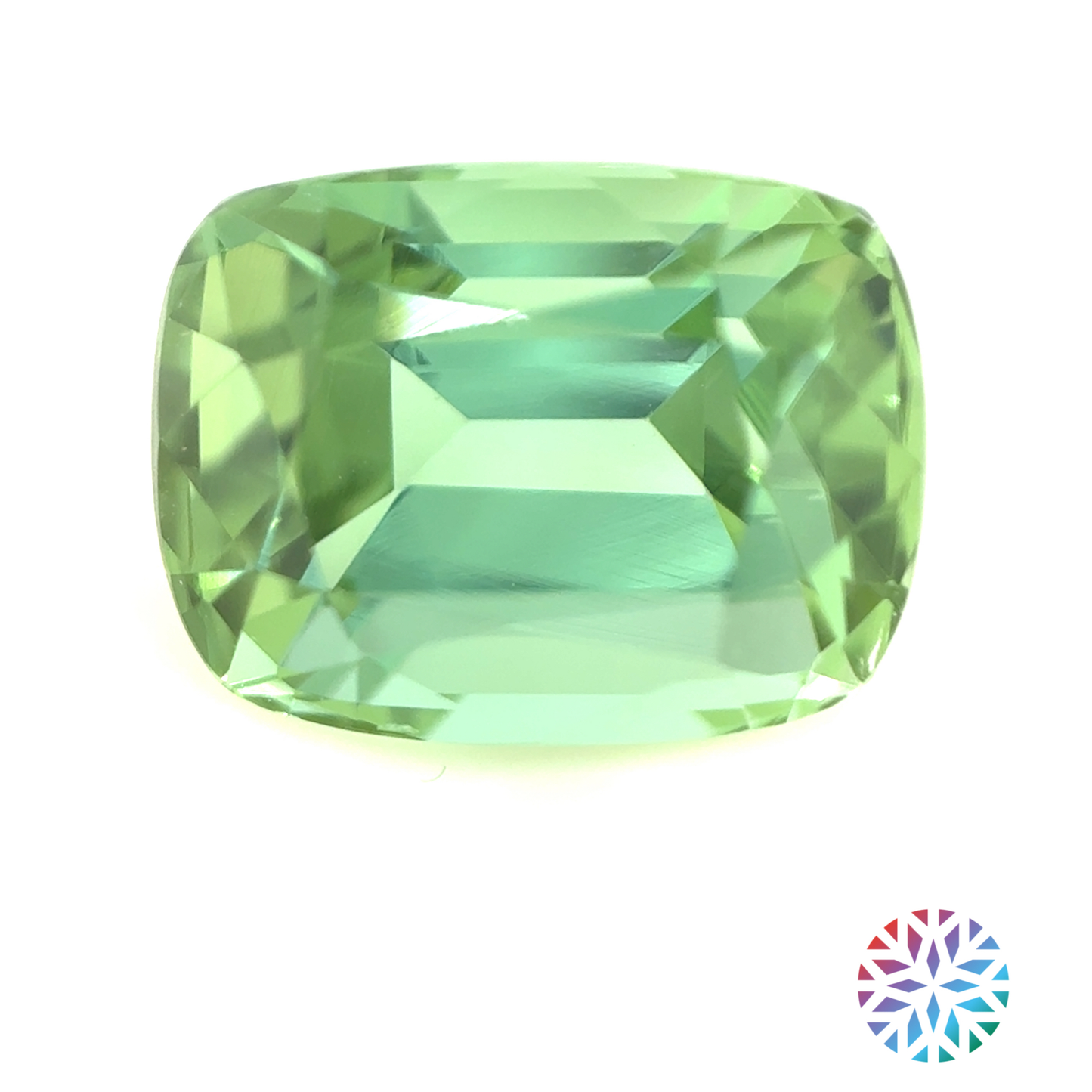 Green Tourmaline- Cushion, 3.43ct, 9.7 x 7.3 x 6.6mm