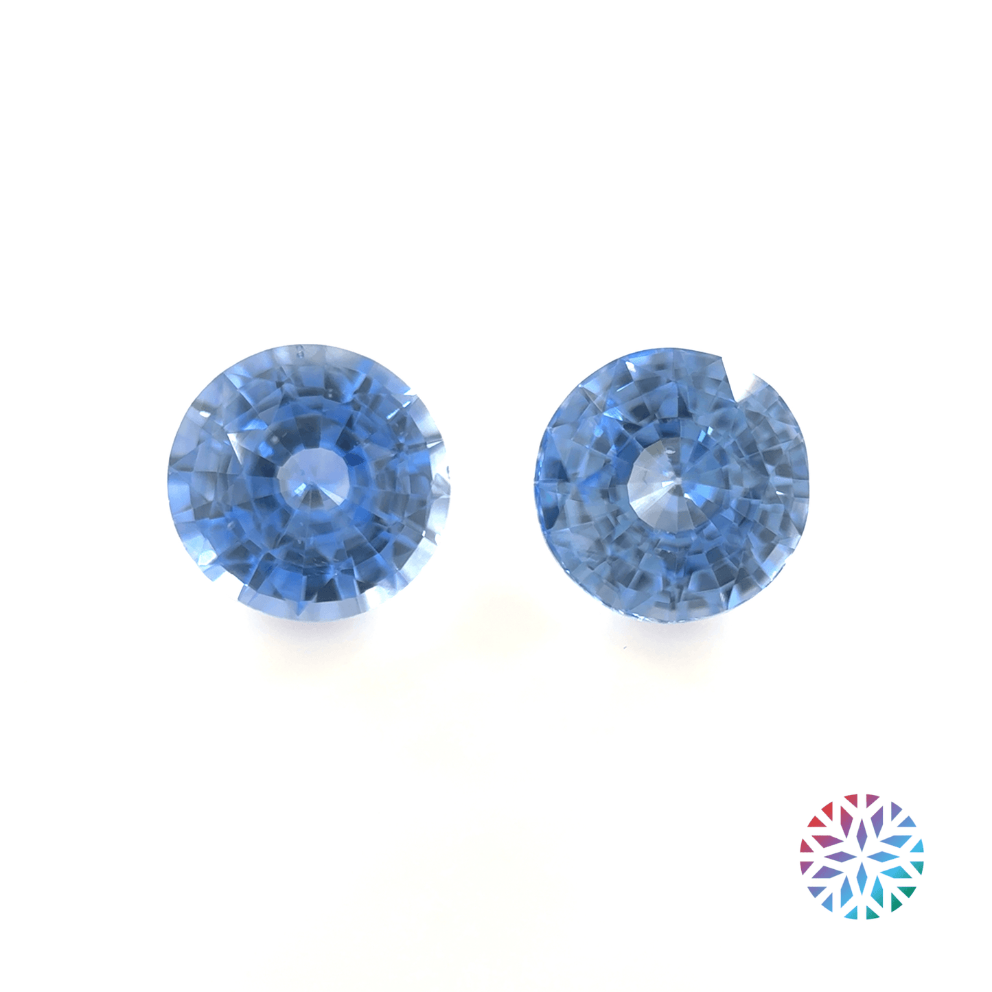 Blue Sapphire pair - Round, 4.11ct, 7.5 x 7.5mm