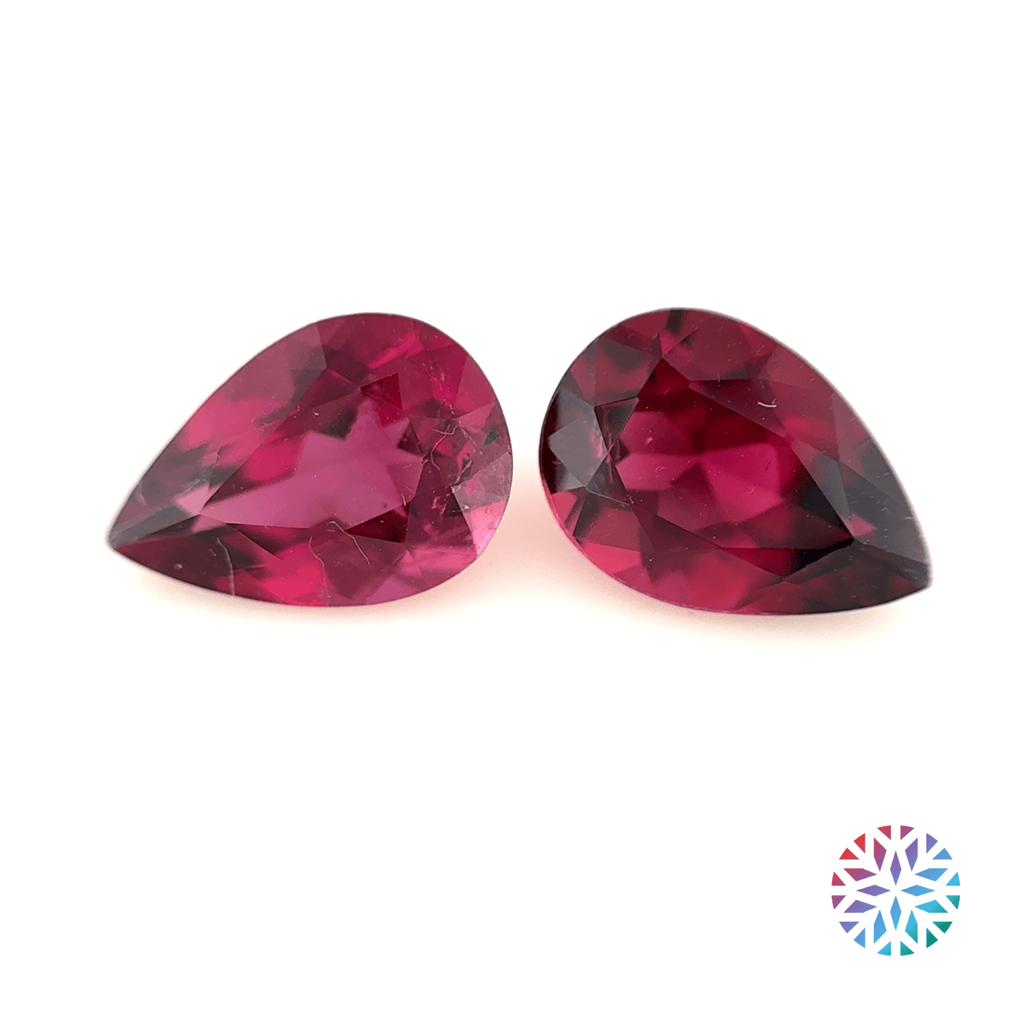 Rubellite pair - Pear, 3.45ct, 10.0 x 6.9mm