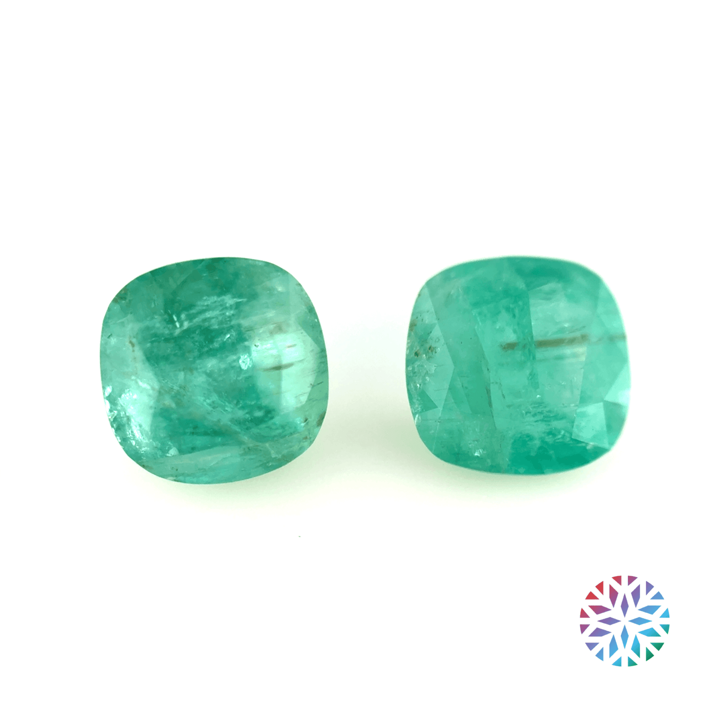 Emerald pair - Cushion, 1.59ct, 5.8 x 5.7mm