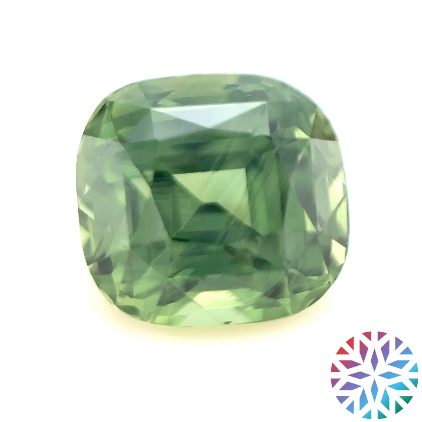 Green Sapphire- Cushion, 4.06ct, 8.4 x 7.9 x 6.6mm