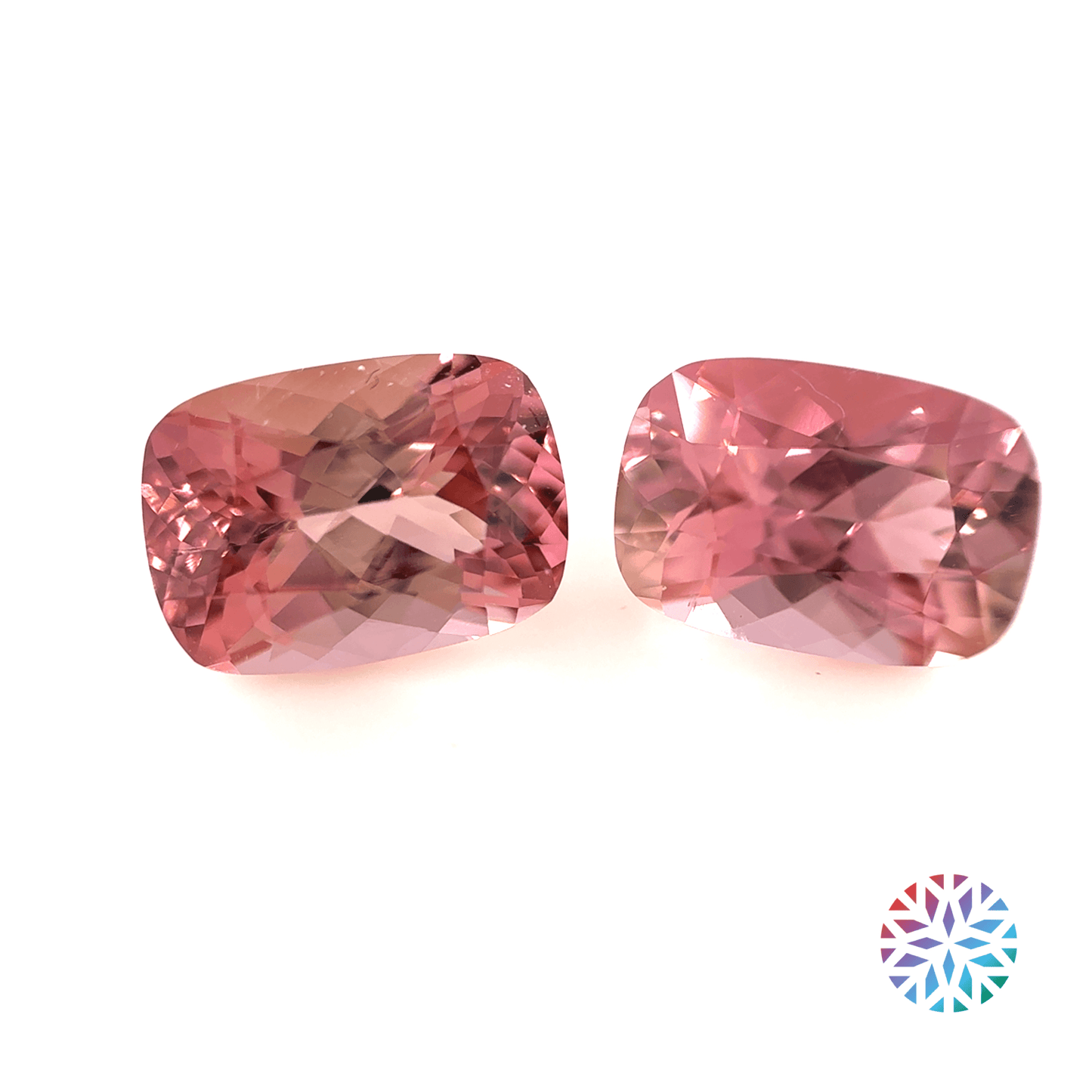 Pink Tourmaline pair - Cushion, 6.18ct, 10.6 x 7.6mm