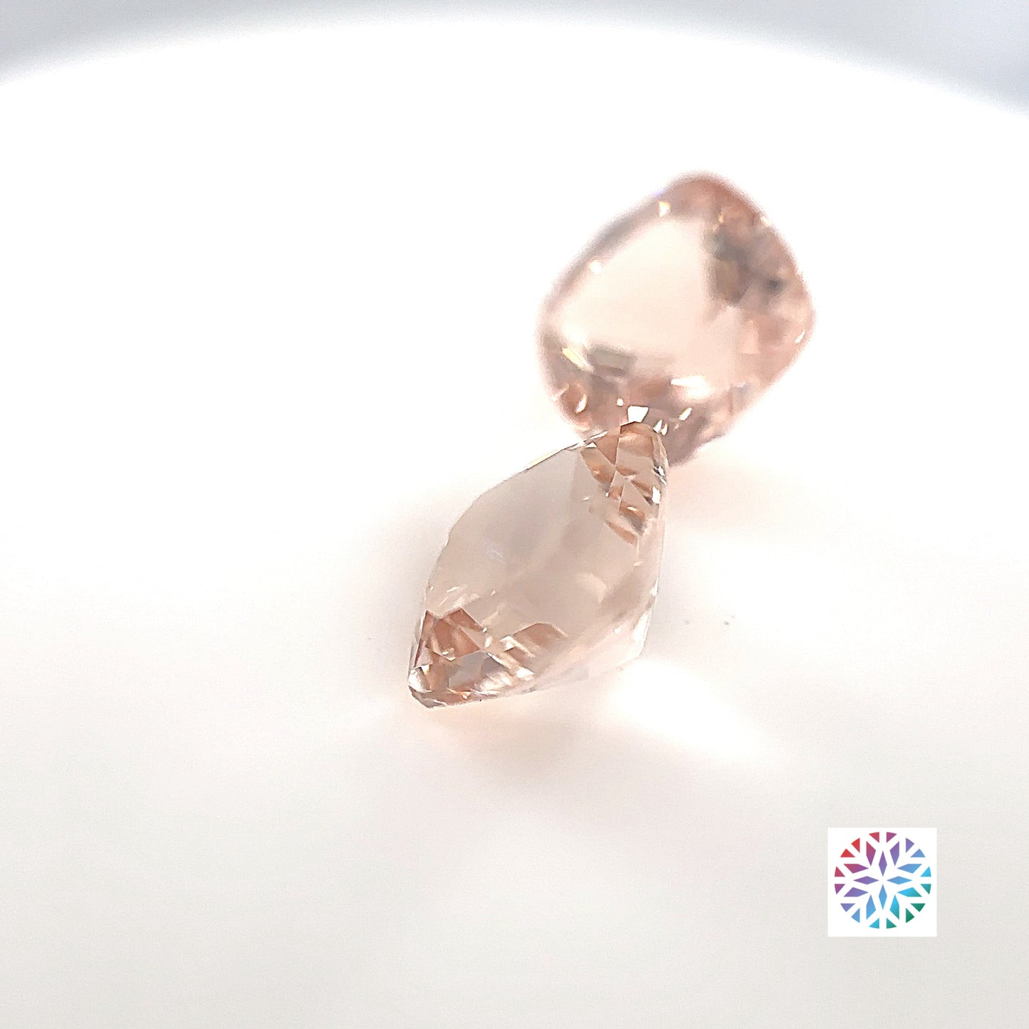 Peach Morganite pair - Cushion, 4.22ct, 7.9 x 7.9mm
