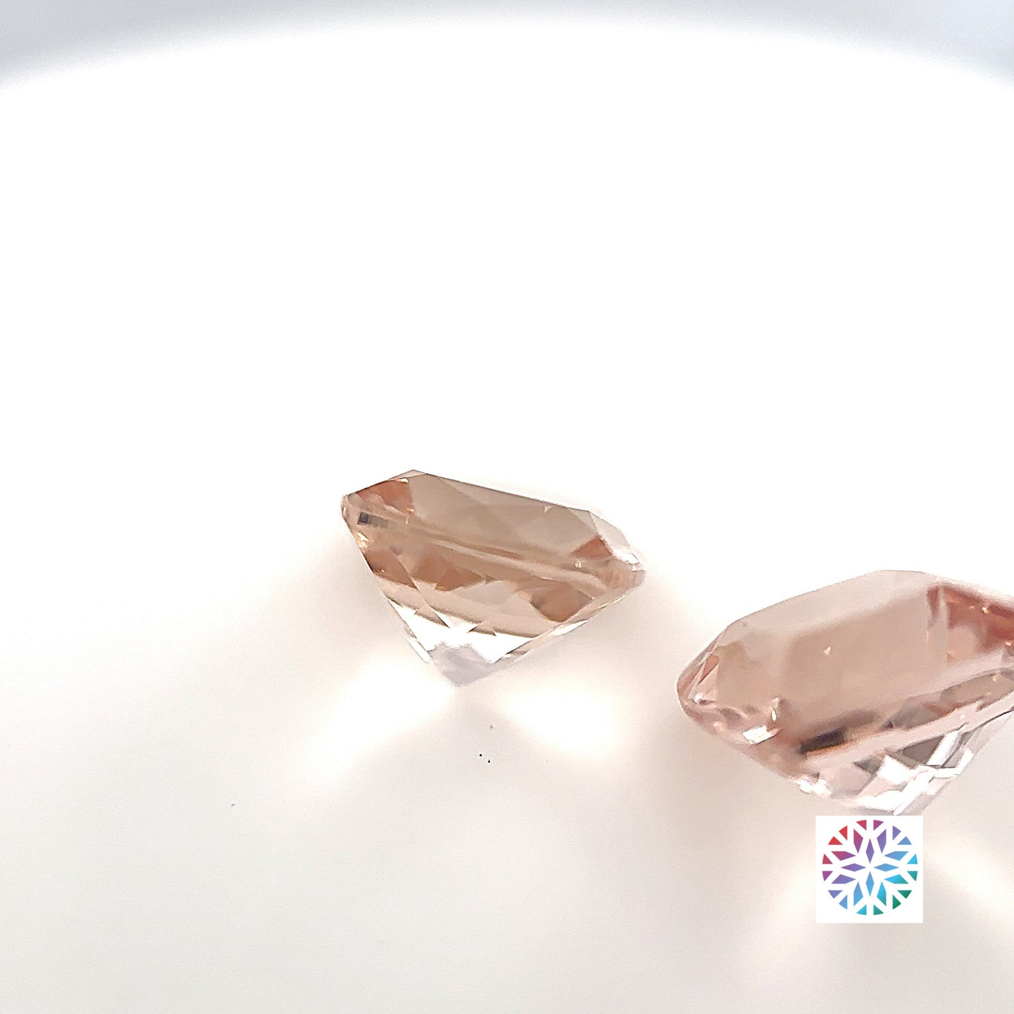 Peach Morganite pair - Cushion, 4.22ct, 7.9 x 7.9mm