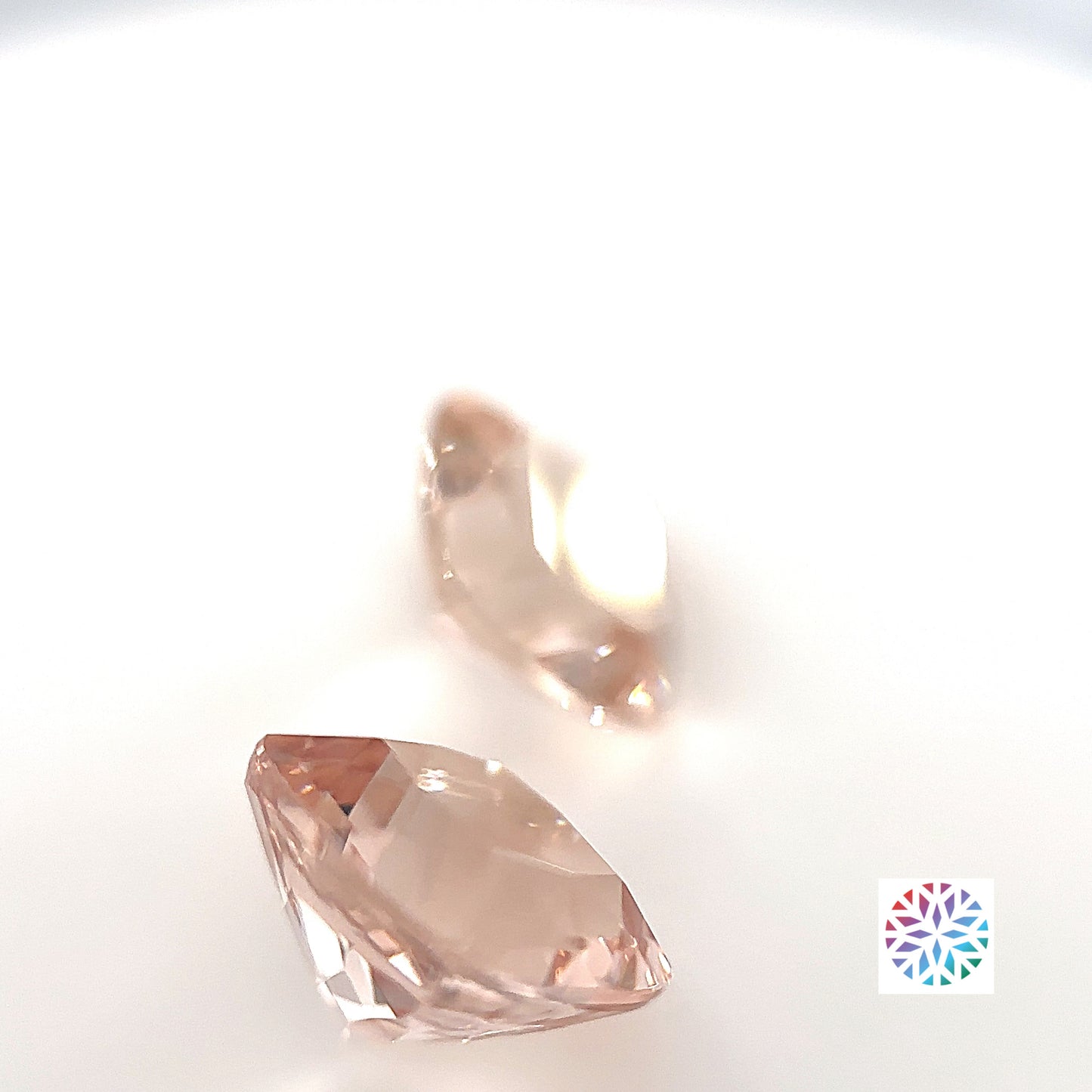 Peach Morganite pair - Cushion, 4.22ct, 7.9 x 7.9mm