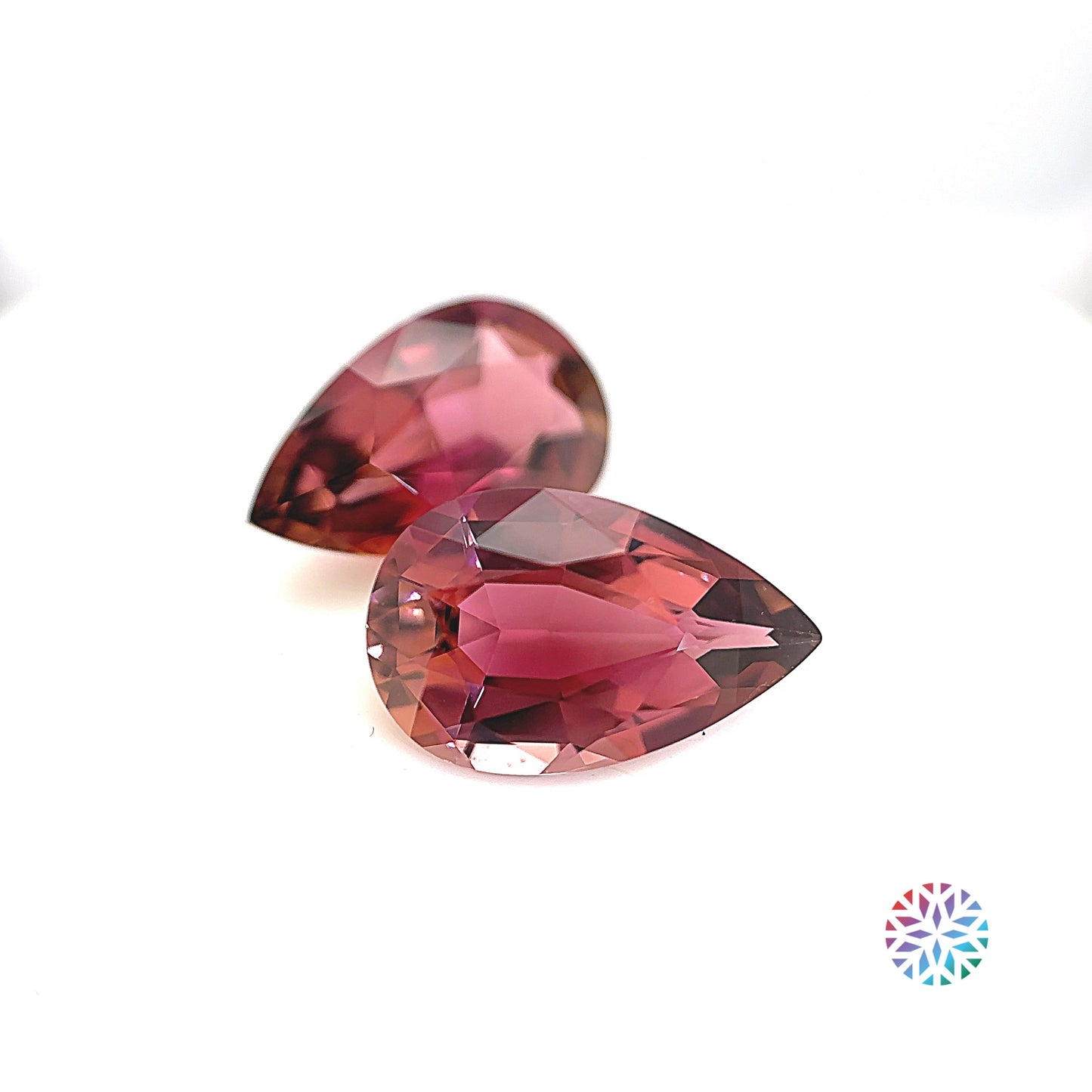 Pink Tourmaline pair - Pear, 7.4ct, 14.0 x 8.9mm