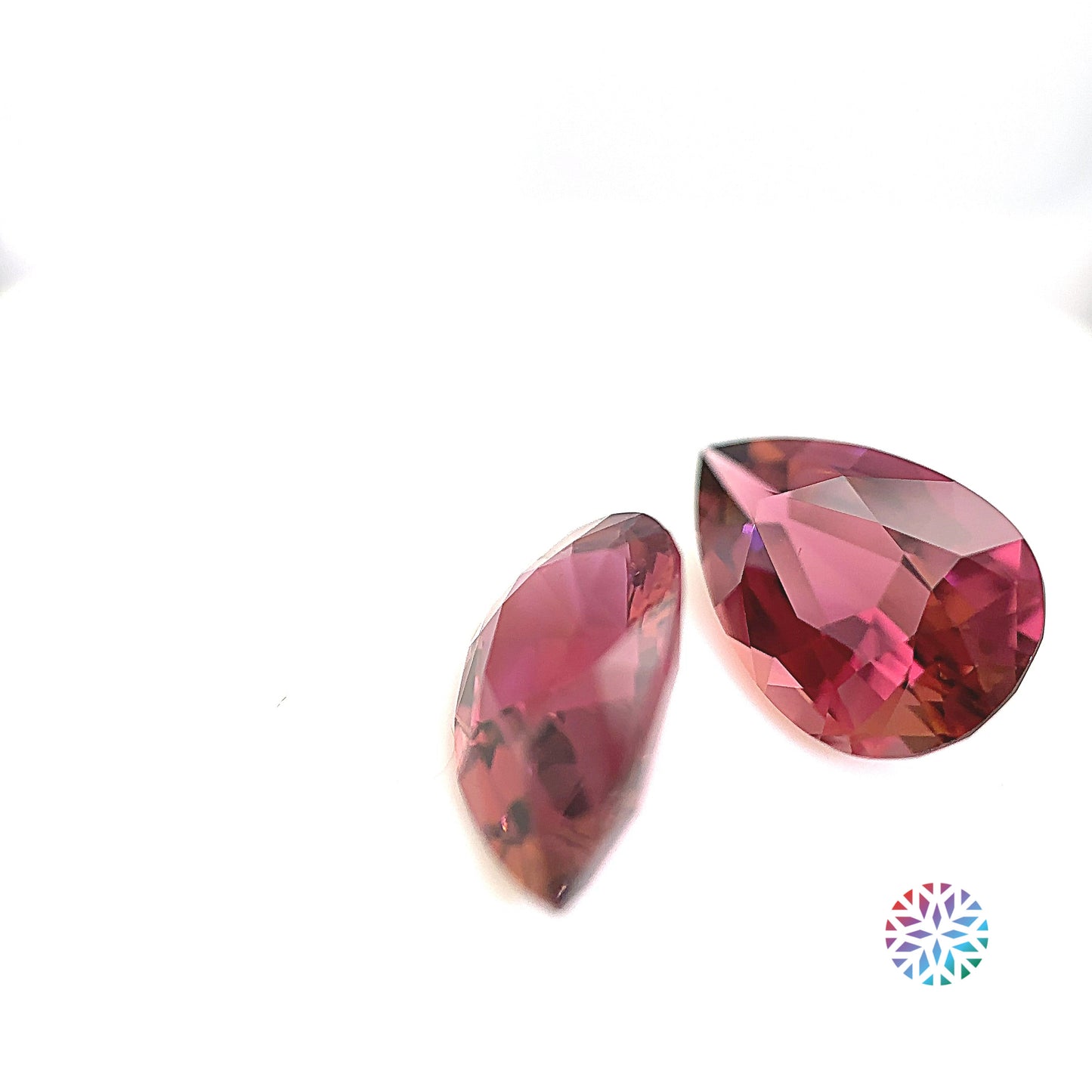 Pink Tourmaline pair - Pear, 7.4ct, 14.0 x 8.9mm