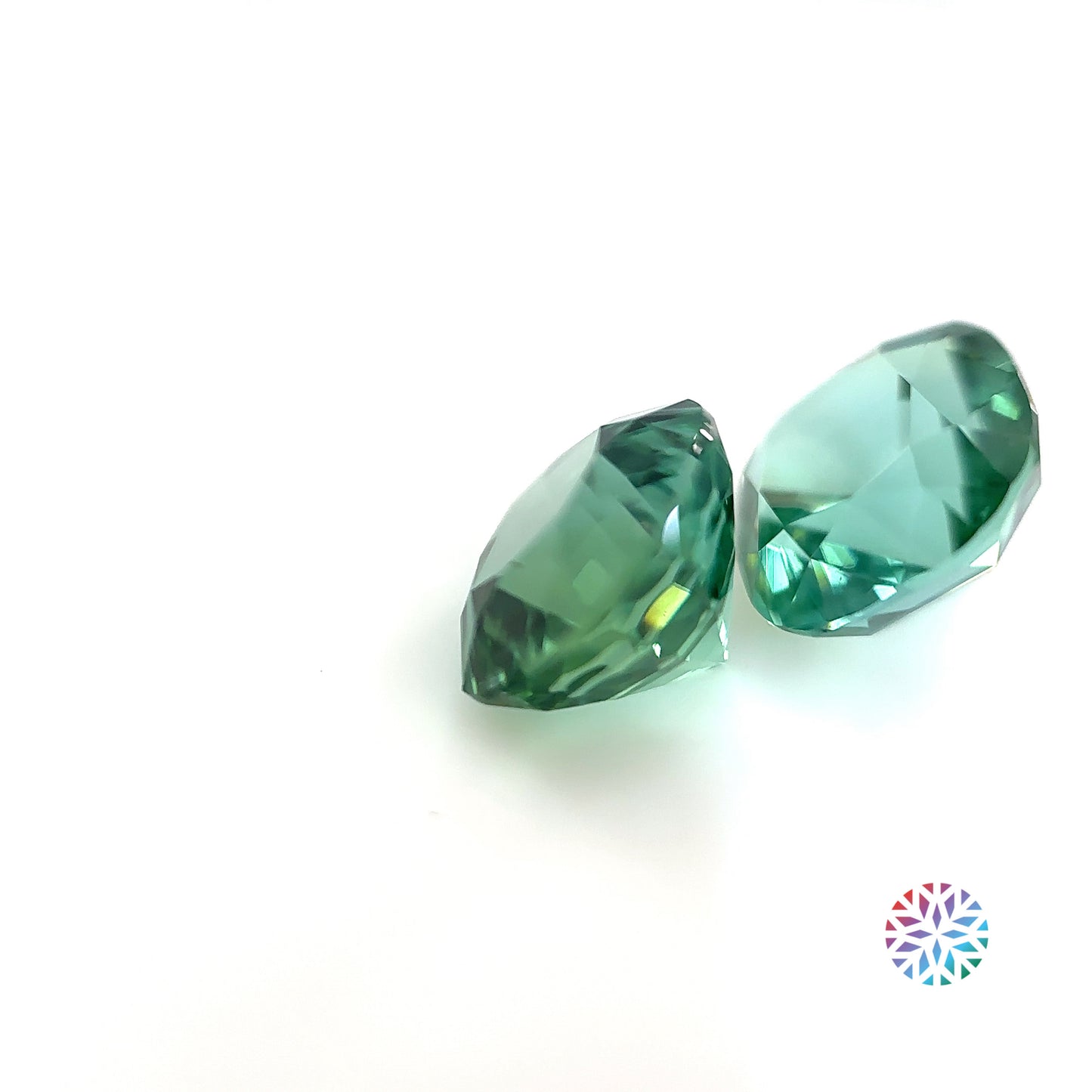 B/G Tourmaline pair - Cushion, 4.1ct, 7.5 x 7.5mm