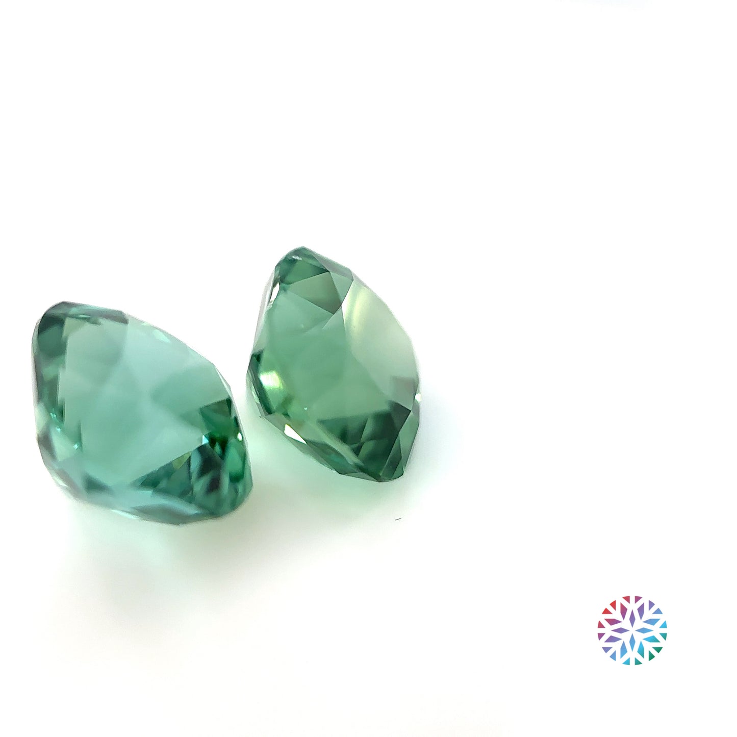 B/G Tourmaline pair - Cushion, 4.1ct, 7.5 x 7.5mm