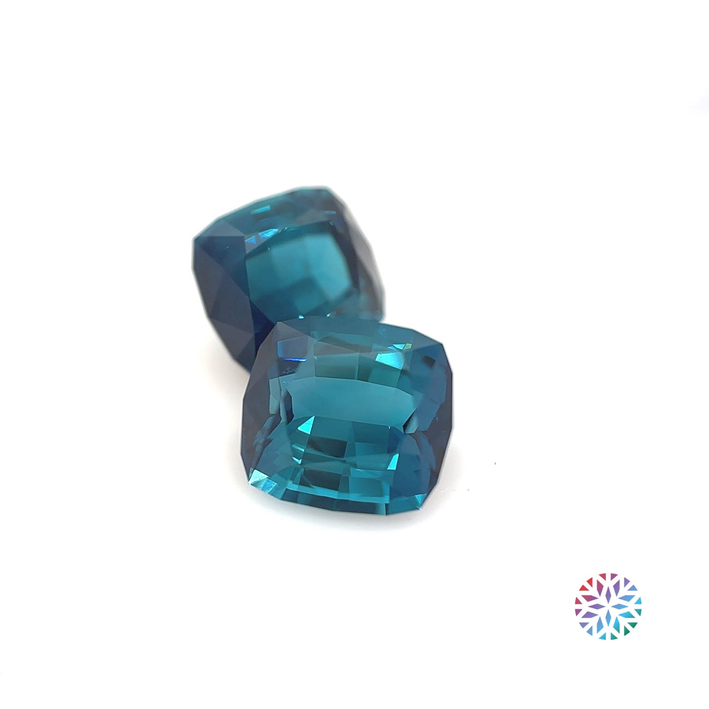 Indicolite pair - Cushion, 5.83ct, 8.7 x 8.0mm