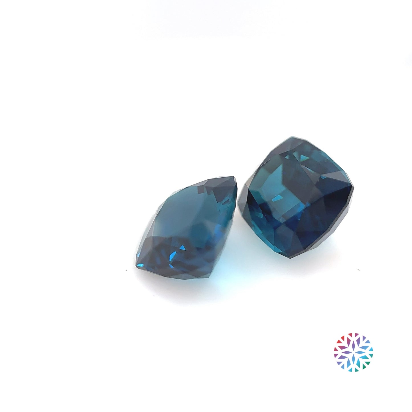 Indicolite pair - Cushion, 5.83ct, 8.7 x 8.0mm