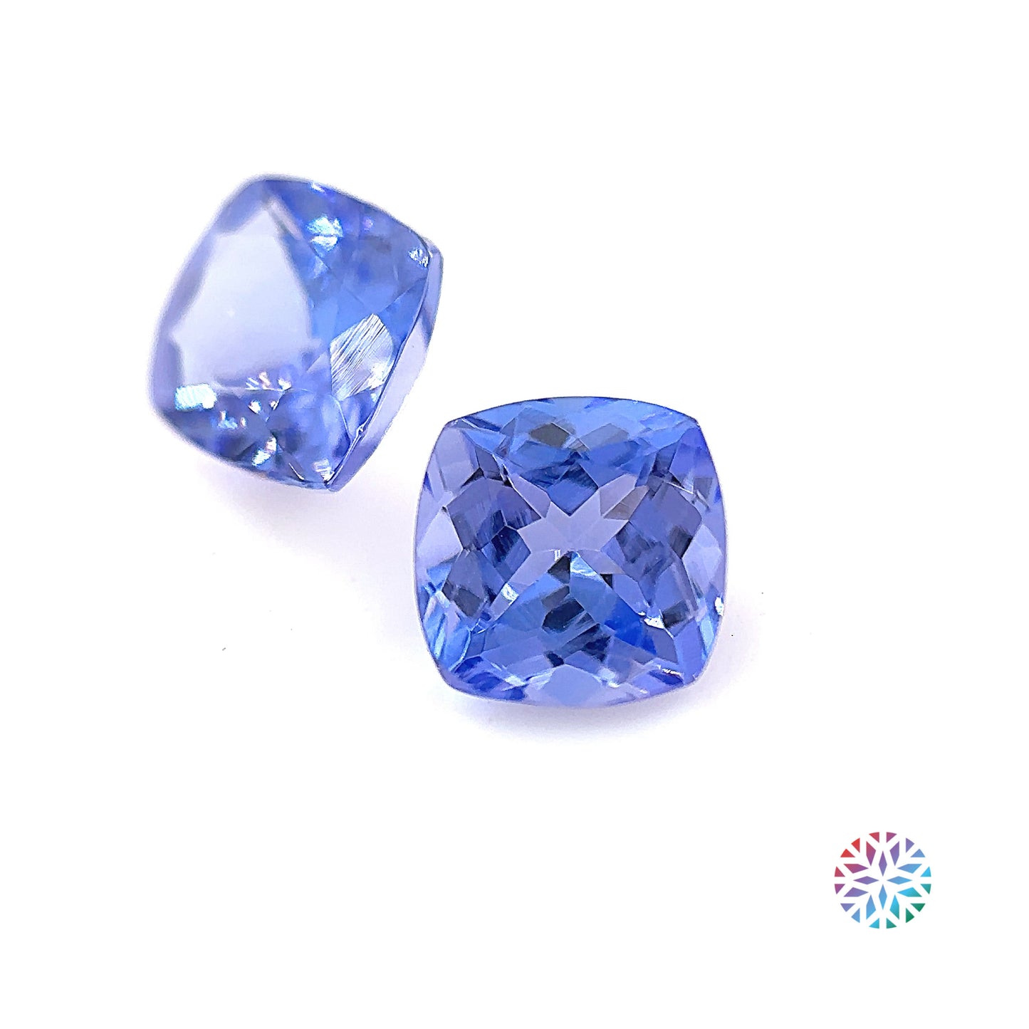 Tanzanite pair - Cushion, 1.8ct, 5.6 x 5.6mm