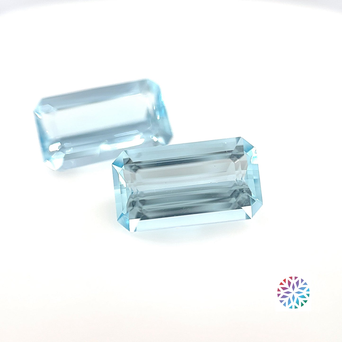 Aquamarine pair - Emerald, 3.07ct, 10.1 x 5.8mm