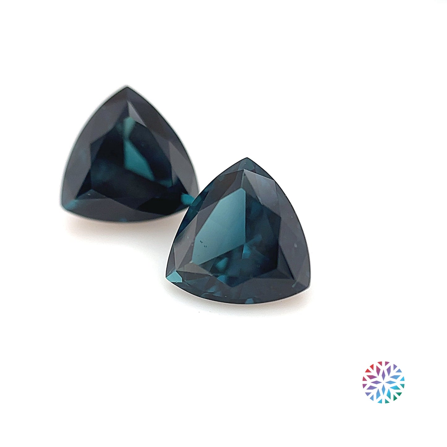 Blue Tourmaline pair - Trilliant, 3.22ct, 7.7 x 7.7 x 4.6mm