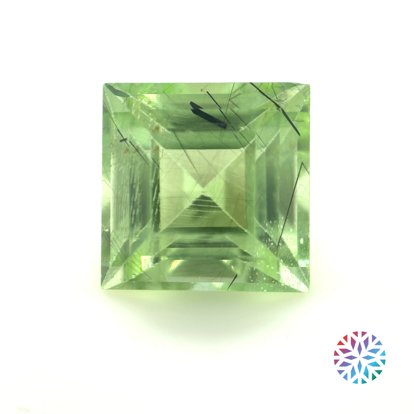 Rutilated Peridot- Carre, 5.58ct, 9.9 x 9.9 x 7.0mm