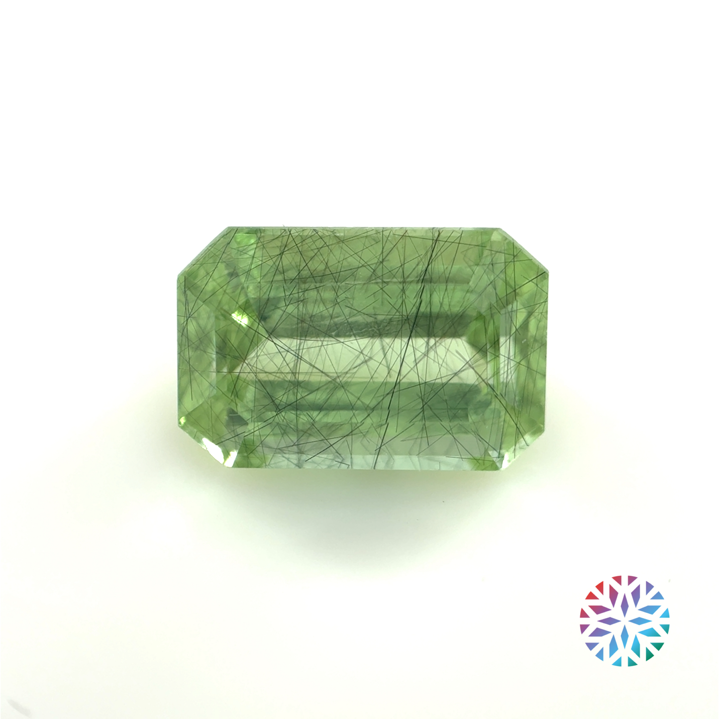 Rutilated Peridot- Emerald, 3.28ct, 10.2 x 6.8 x 5.2mm