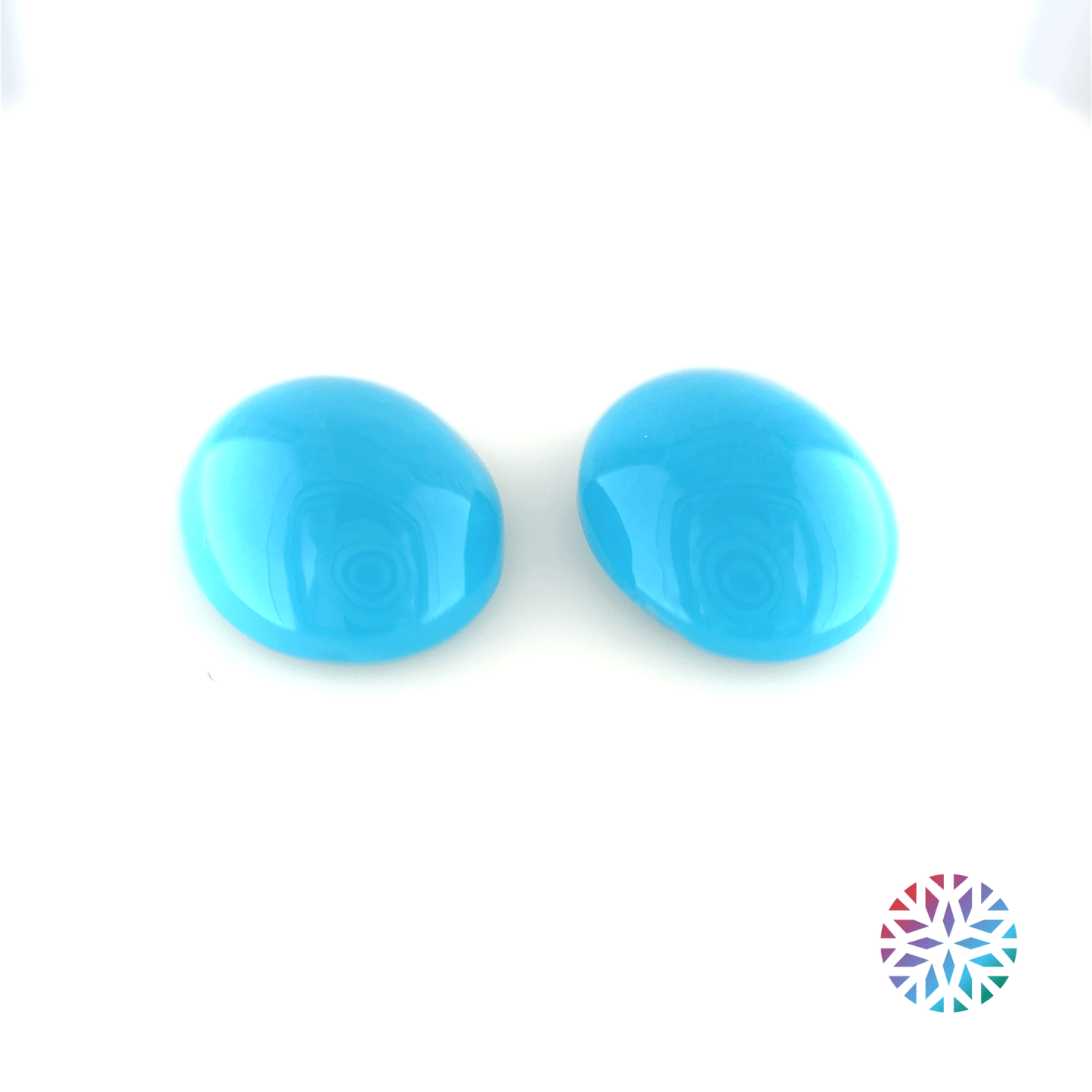 Turquoise pair - Oval, 7.55ct, 12.1 x 10.1mm