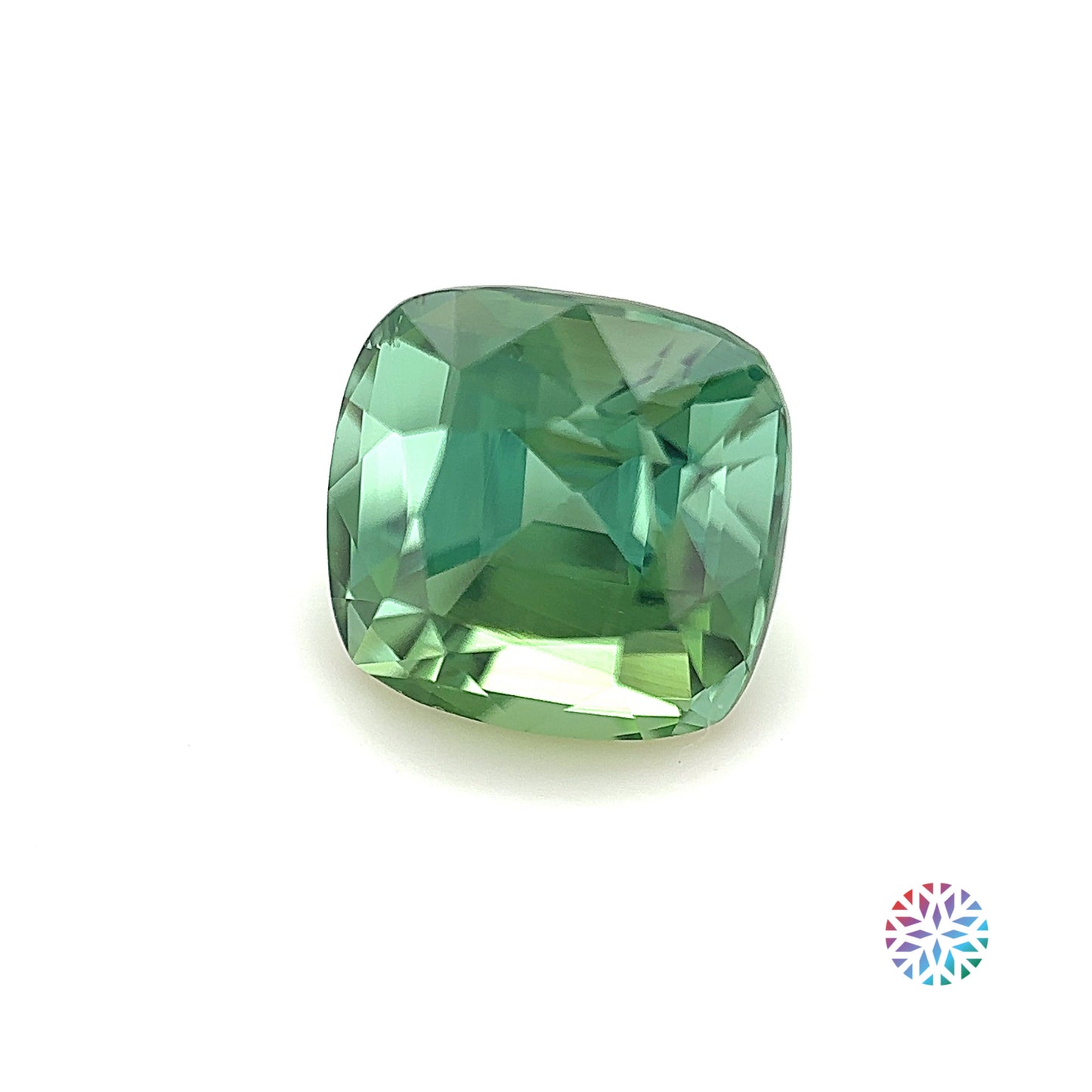 B/G Tourmaline- Cushion, 3.79ct, 8.8 x 8.4 x 7.4mm