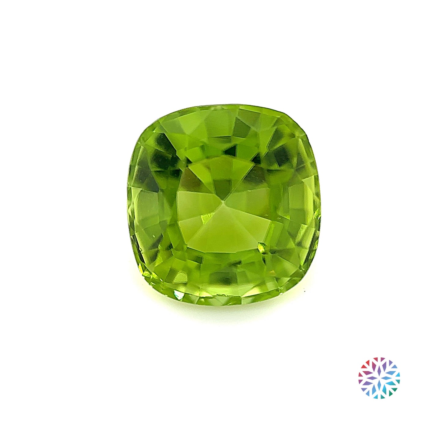 Peridot- Cushion, 5.18ct, 10.3 x 9.9 x 7.1mm